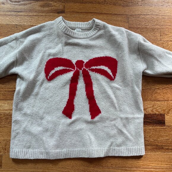 Target Holiday Crewneck Pullover Sweater New Day Oatmeal Red - Picture 1 of 3